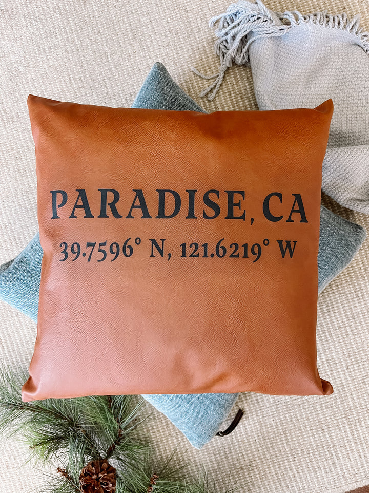 Custom Destination Throw Pillow with Coordinates 15x15