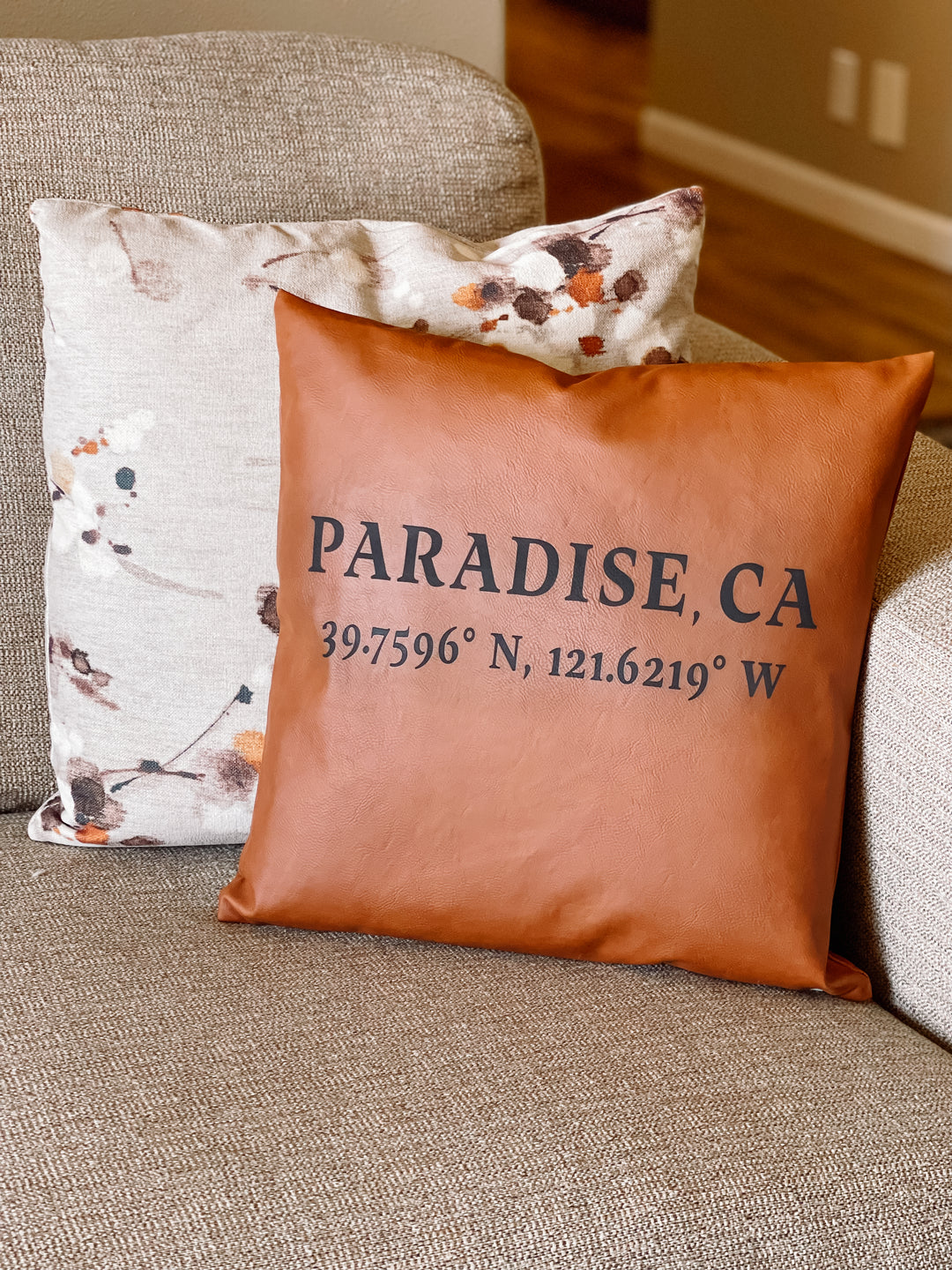 Custom Destination Throw Pillow with Coordinates 15x15