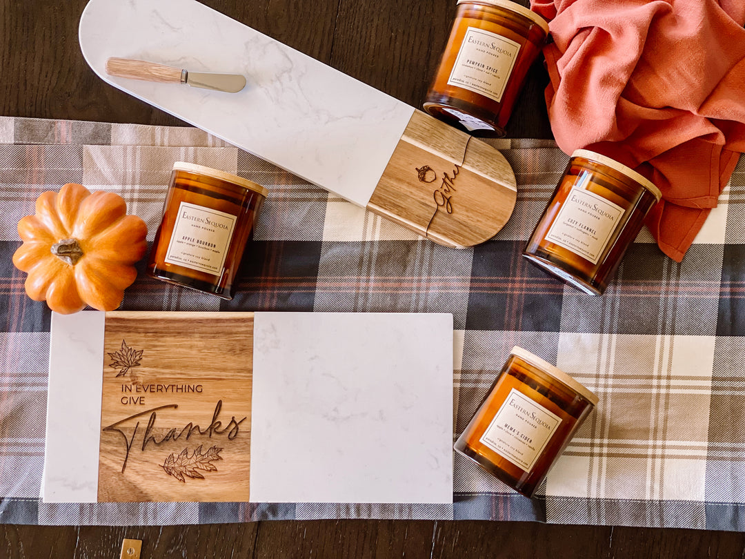Wood + Marble Serving Board 7x15, Give Thanks