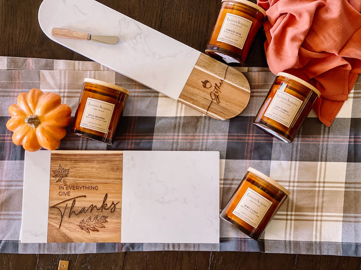 Wood + Marble Serving Board 7x15, Give Thanks