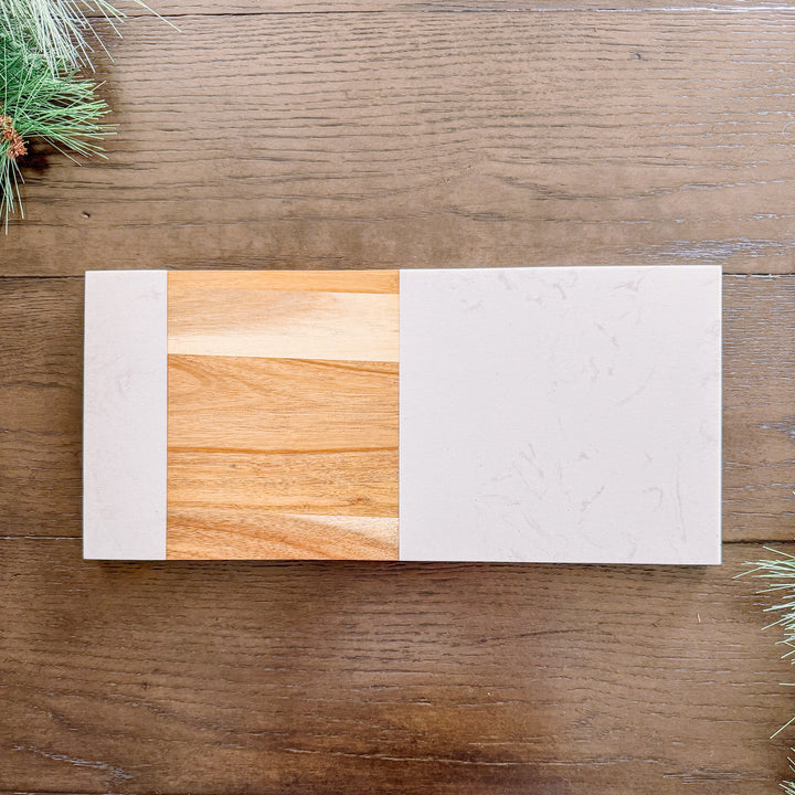 Marble + Acacia Charcuterie Board, 15" x 7"
