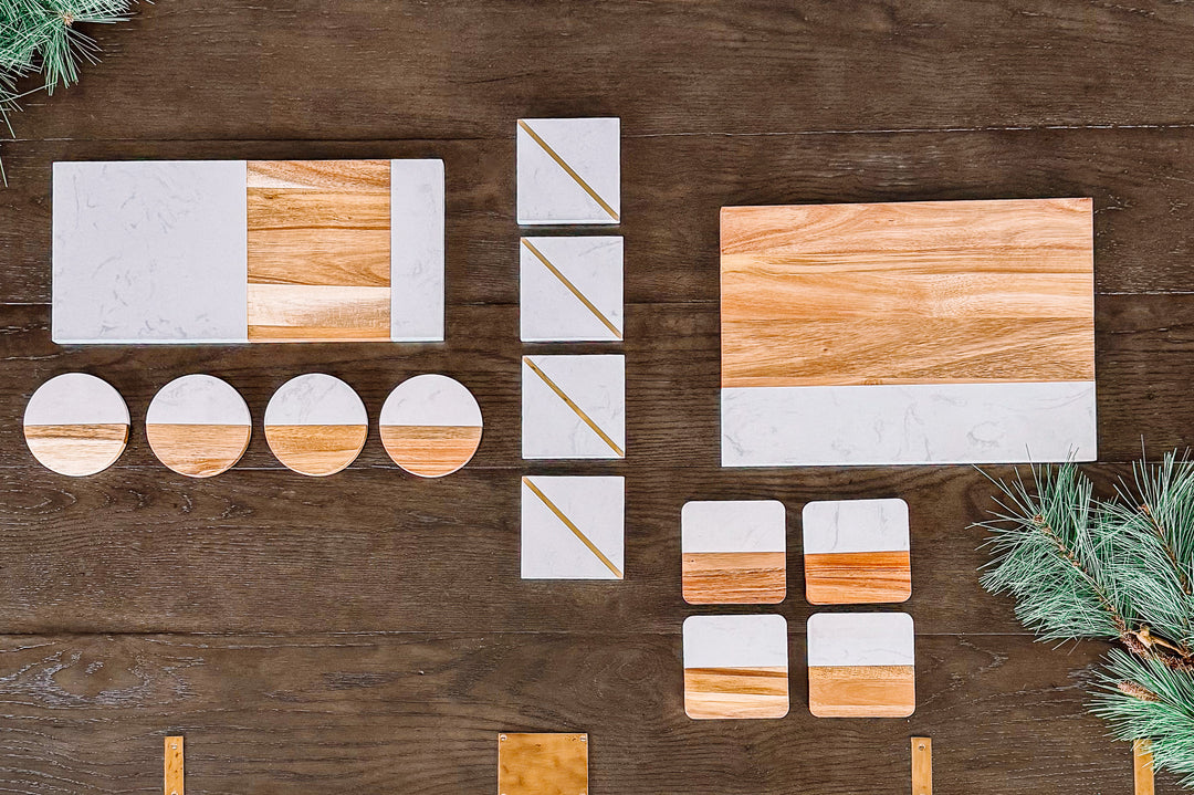 Sunflower Marble + Acacia Charcuterie Board