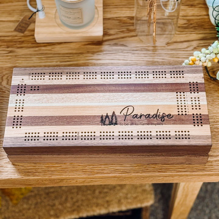 Handmade Wooden Cribbage Board Set