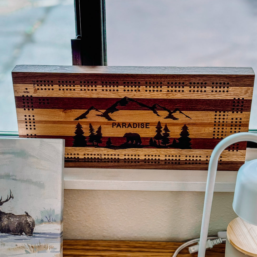 Handmade Wooden Cribbage Board Set