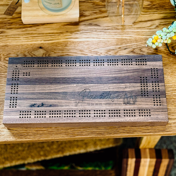 Handmade Wooden Cribbage Board Set