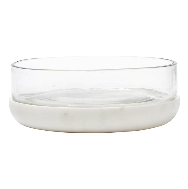 Glass Serving Bowl with Marble Base, 6"