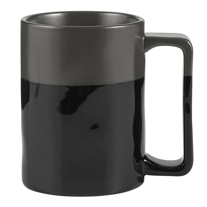 Coffee Mug with Wide Handle, Matte + Glossy Black