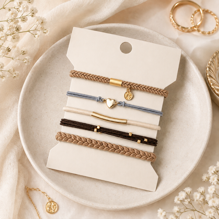 Multi Layer Bracelet + Hair Ties, Assorted