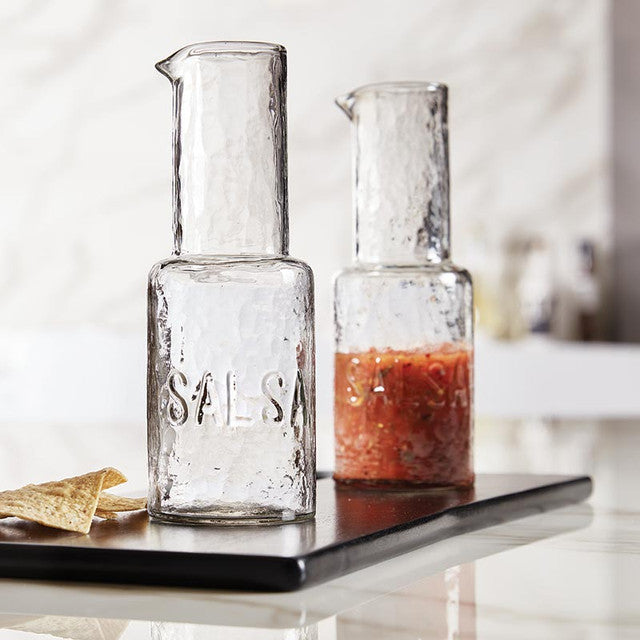 Hammered Glass Embossed Salsa Carafe