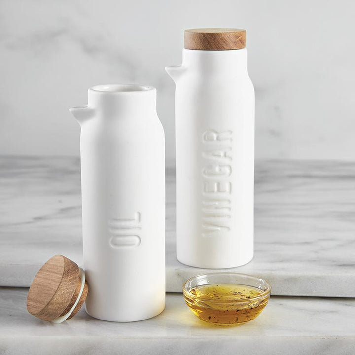 Oil + Vinegar Bottle Set, Matte White