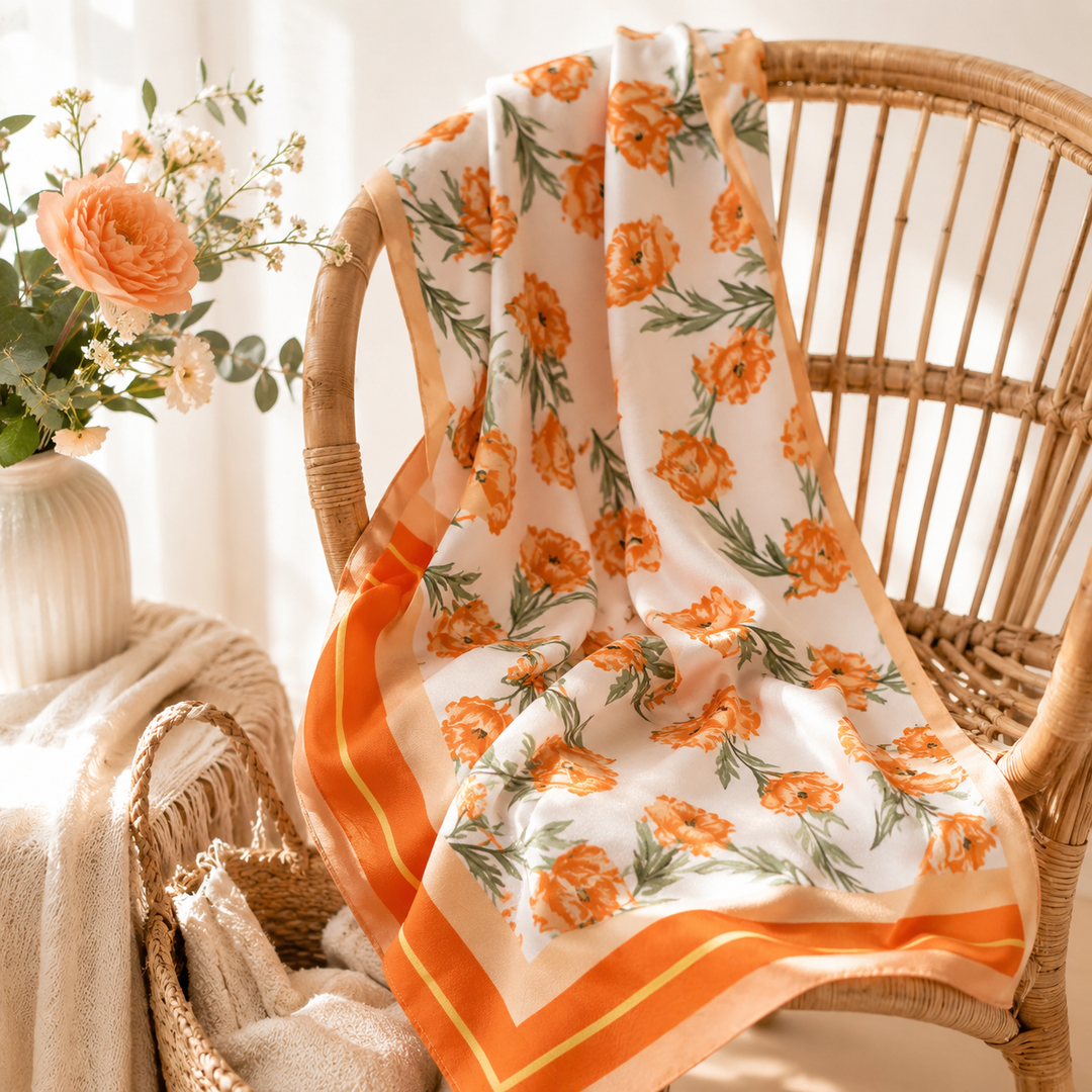 Oversized Floral Bandana Scarf | 36" Square Hair, Neck &amp; Wrap Scarf