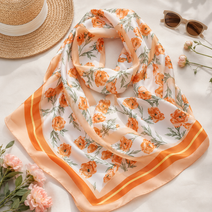 Oversized Floral Bandana Scarf | 36" Square Hair, Neck &amp; Wrap Scarf