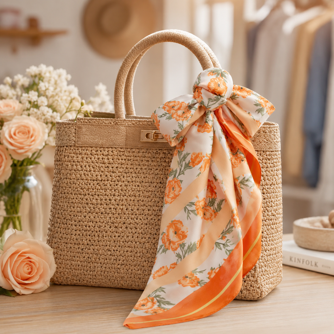 Oversized Floral Bandana Scarf | 36" Square Hair, Neck &amp; Wrap Scarf
