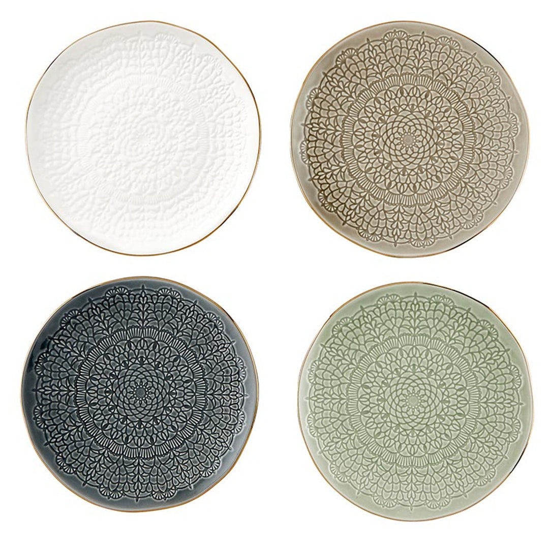 Stamped Ceramic Appetizer Plate, 6", Gold Rim
