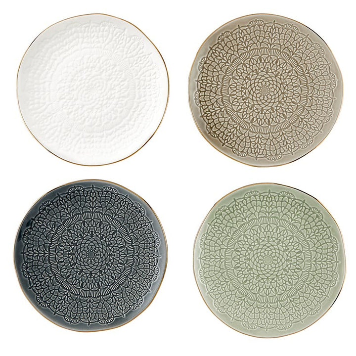 Stamped Ceramic Appetizer Plate, 6", Gold Rim