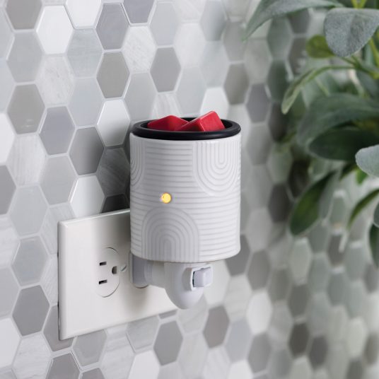 White Art Deco Pluggable Fragrance Warmer