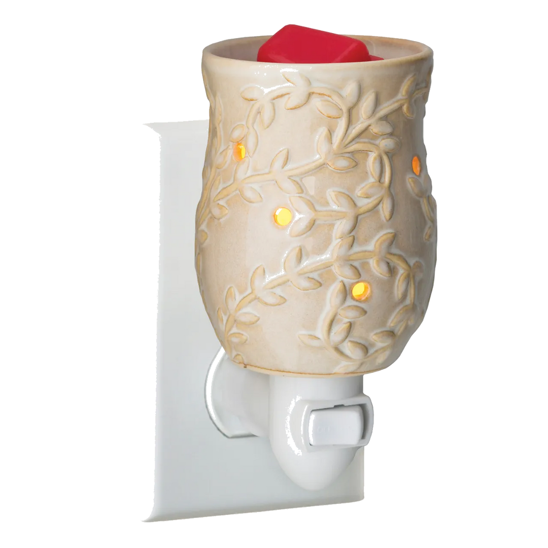Vine Pluggable Fragrance Warmer, Ivory Reactive Glaze
