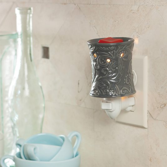 Charcoal Floral Embossed Pluggable Fragrance Warmer
