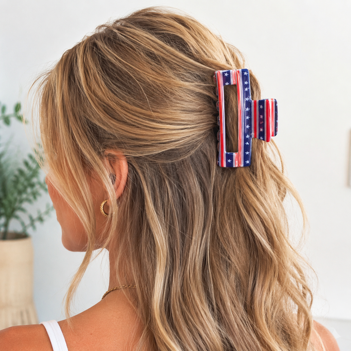 USA Flag Hair Claw Clips