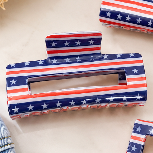 USA Flag Hair Claw Clips