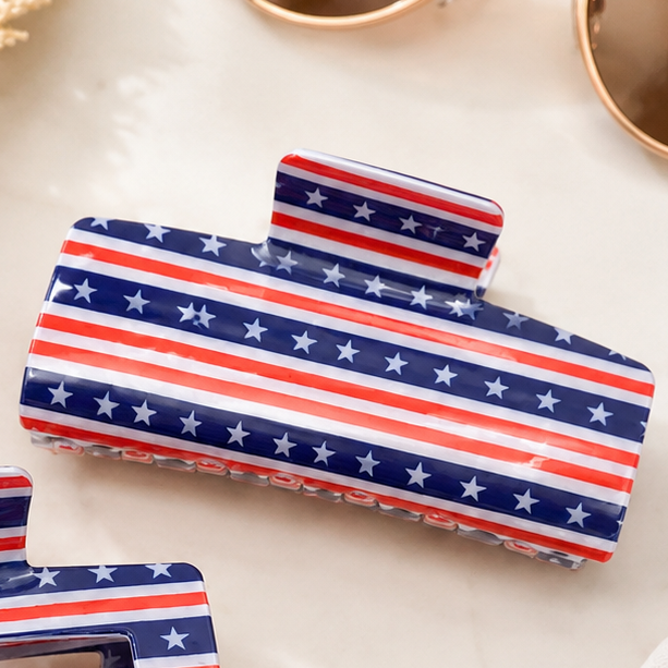 USA Flag Hair Claw Clips