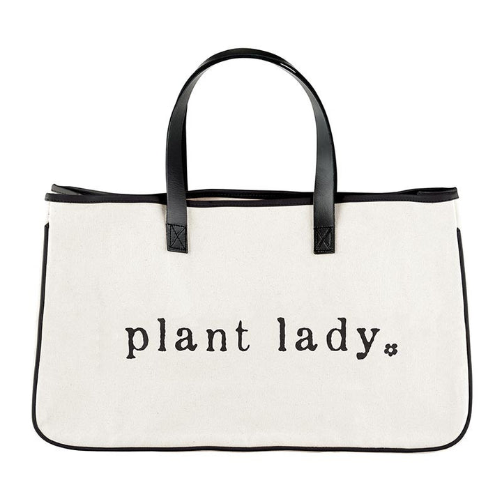 "Plant Lady" Canvas + Leather Tote, 20"