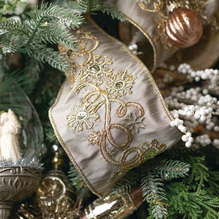Shimmer Golden Snowflake Ribbon, 30&