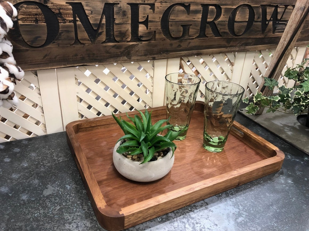 18" Acacia Wood Rectangular Serving Tray