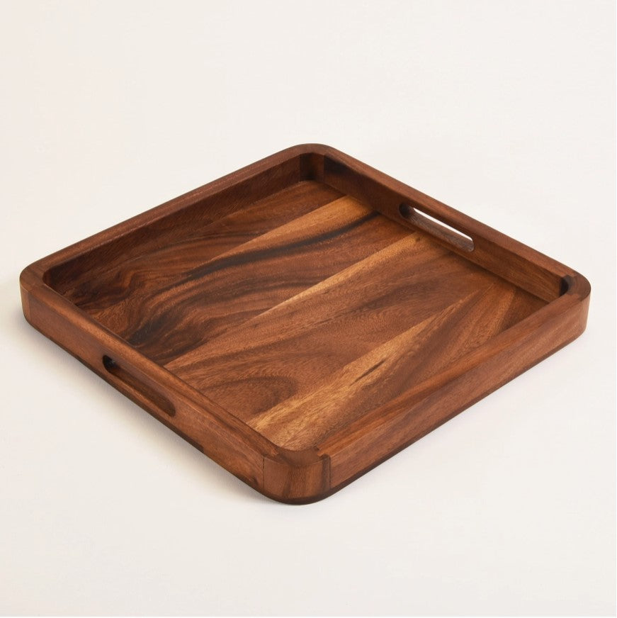 15" Acacia Wood Square Serving Tray