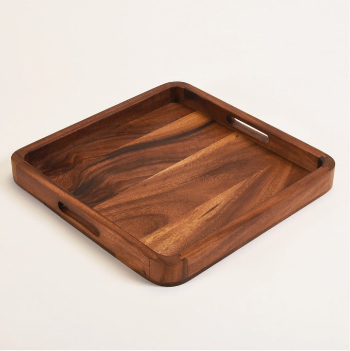 15" Acacia Wood Square Serving Tray