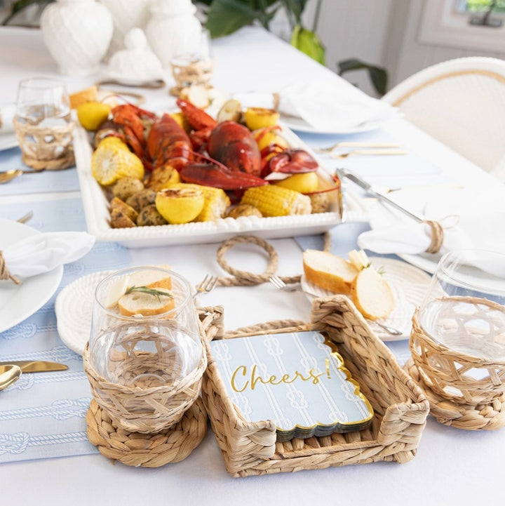 6" Natural Woven Cocktail Napkin Tray