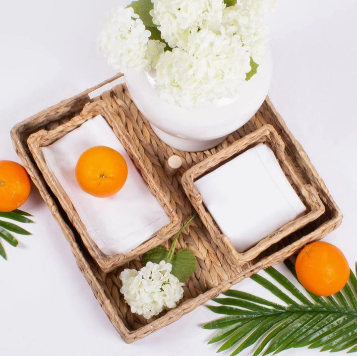 15" Natural Woven Square Tray
