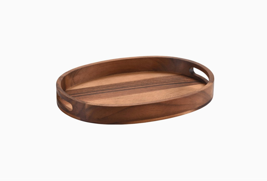 15" Acacia Wood Oval Serving Tray