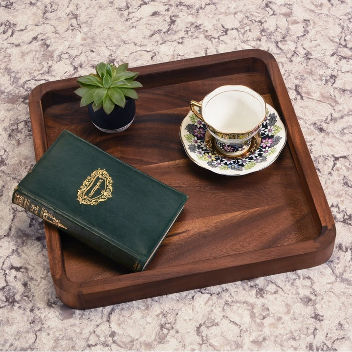 15" Acacia Wood Square Serving Tray