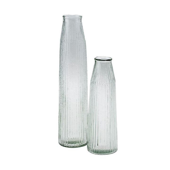 Ribbed Narrow Glass Vase