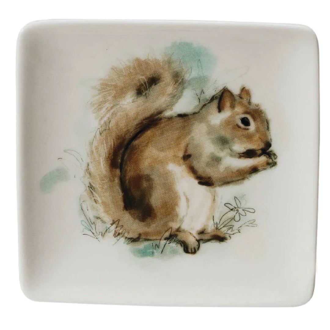 Watercolor Animal Stoneware Dish, 4" x 4"
