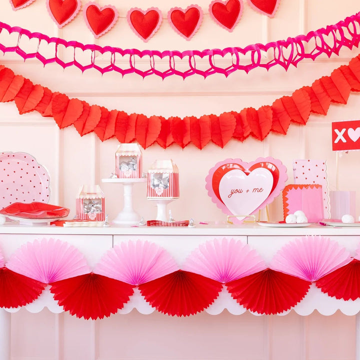 Pink + Red Double Tissue  Bunting Banner, 7&