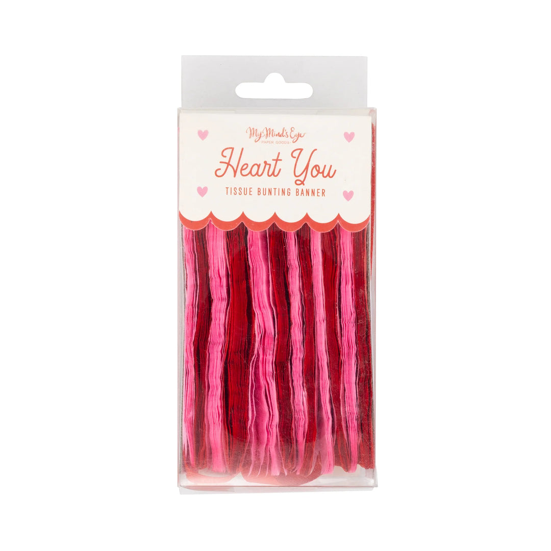 Pink + Red Double Tissue  Bunting Banner, 7&