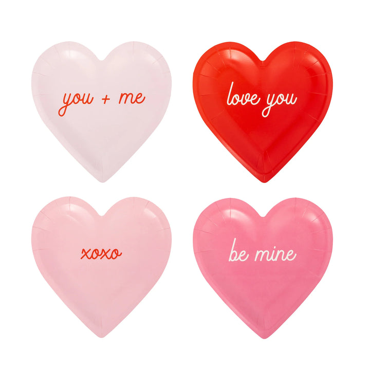 Conversation Heart Shaped Plate Set, 8 Plates