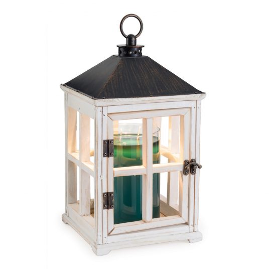 Weathered White Wood Candle Lantern