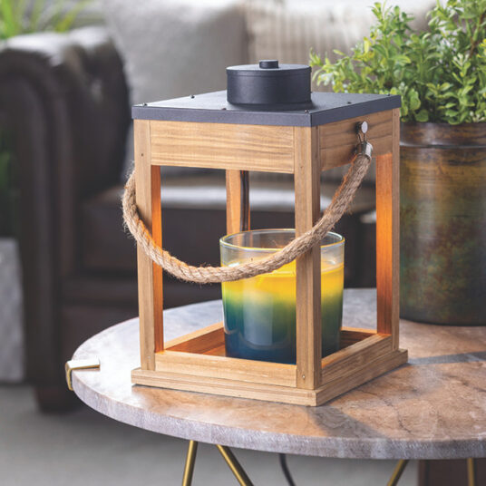 Rope &amp; Wood Candle Warmer Lantern