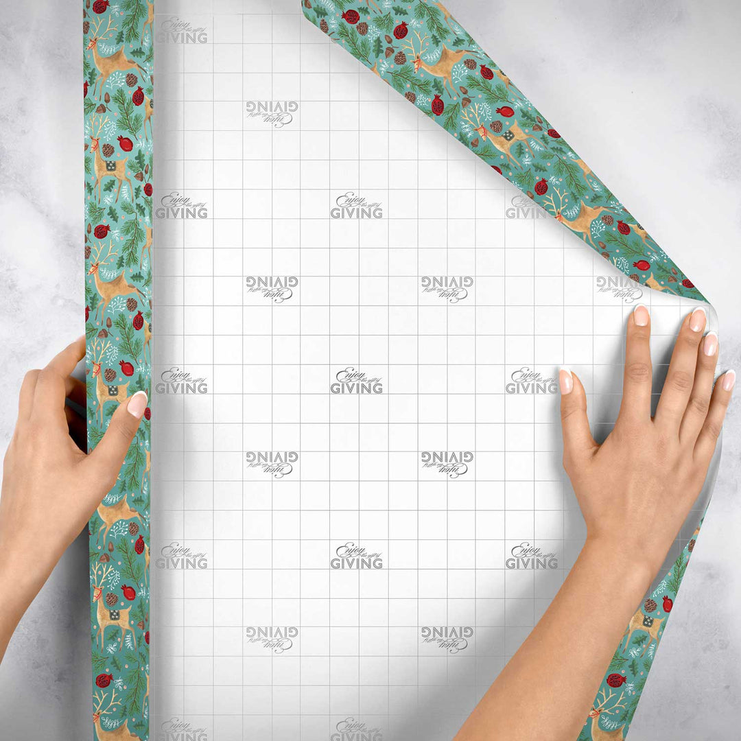 Reindeer Tapestry Christmas Gift Wrap, 10 ft x 30"