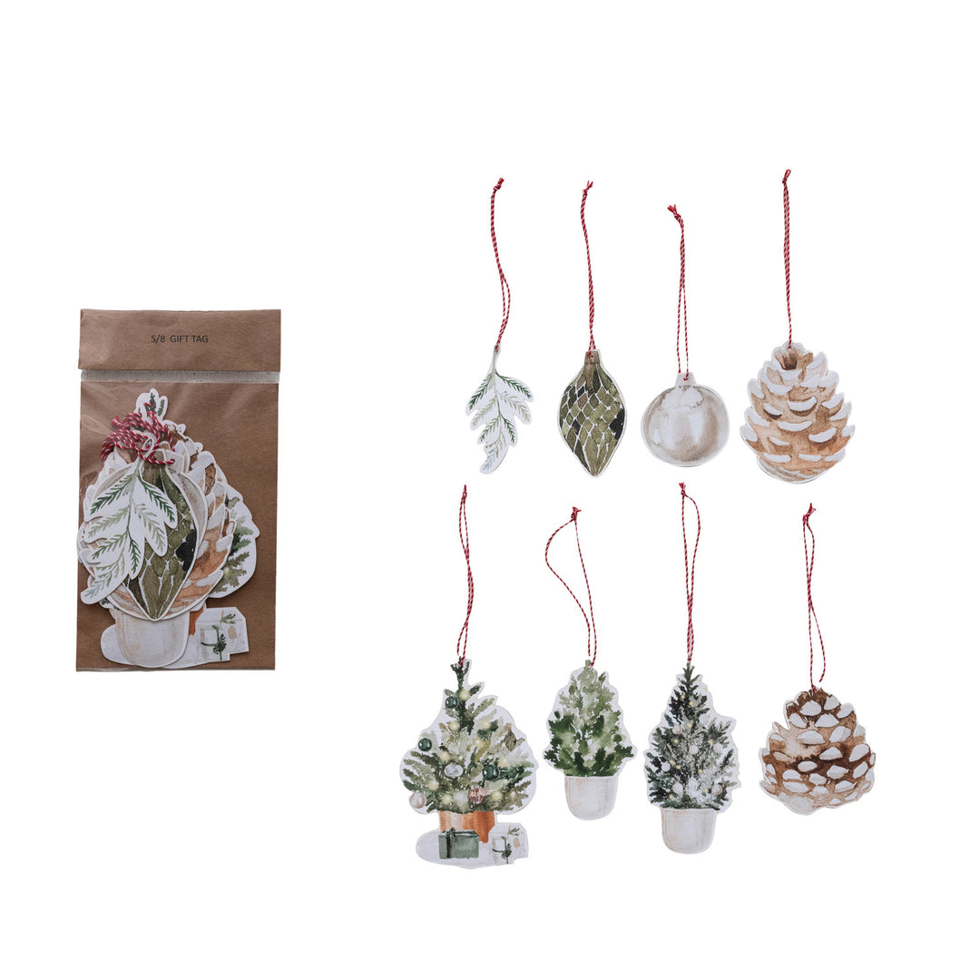 Recycled Paper Botanicals Gift Tags, Set of 8