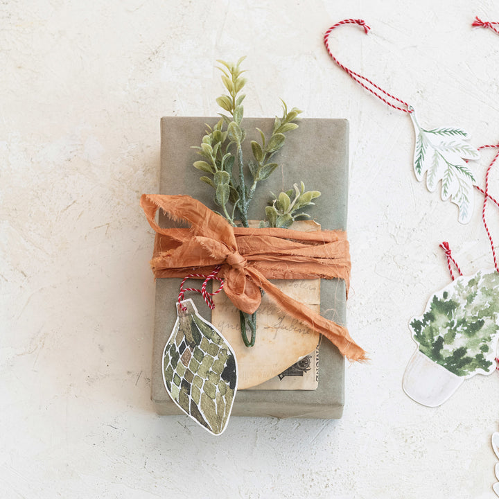 Recycled Paper Botanicals Gift Tags, Set of 8