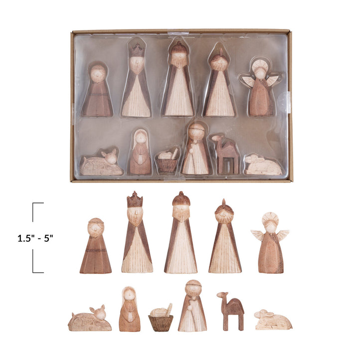Resin Nativity Scene, Wood Finish