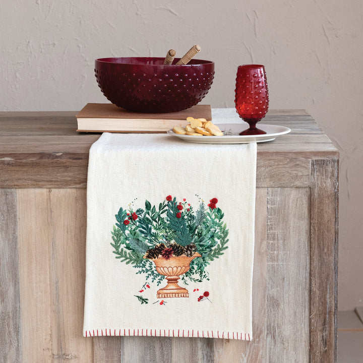 72" Floral Urn Canvas Printed Runner
