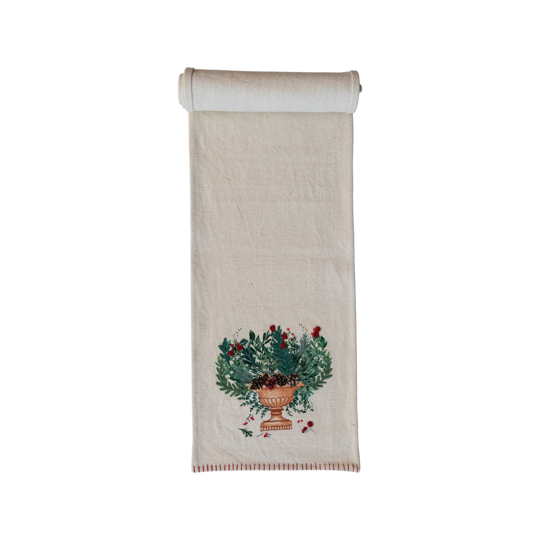 72" Floral Urn Canvas Printed Runner