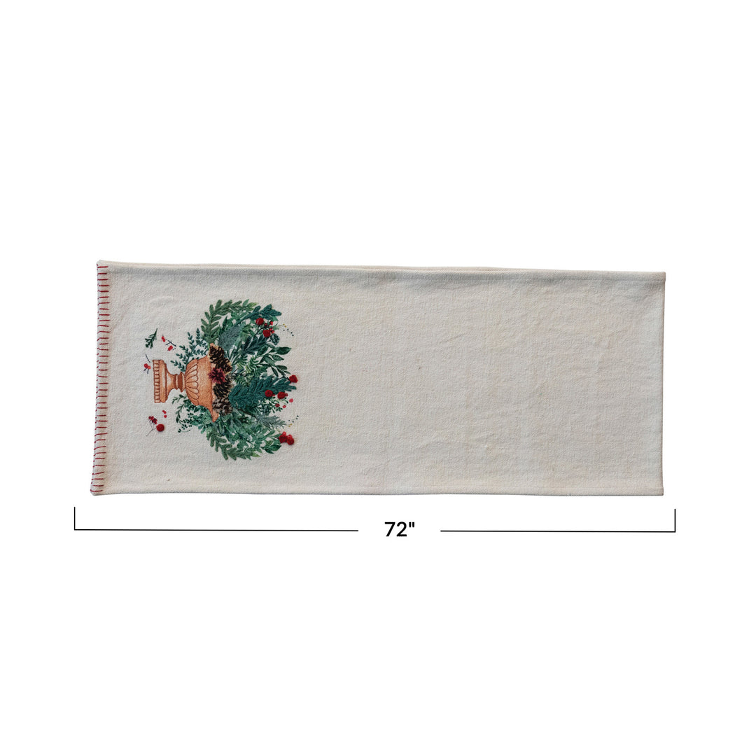 72" Floral Urn Canvas Printed Runner