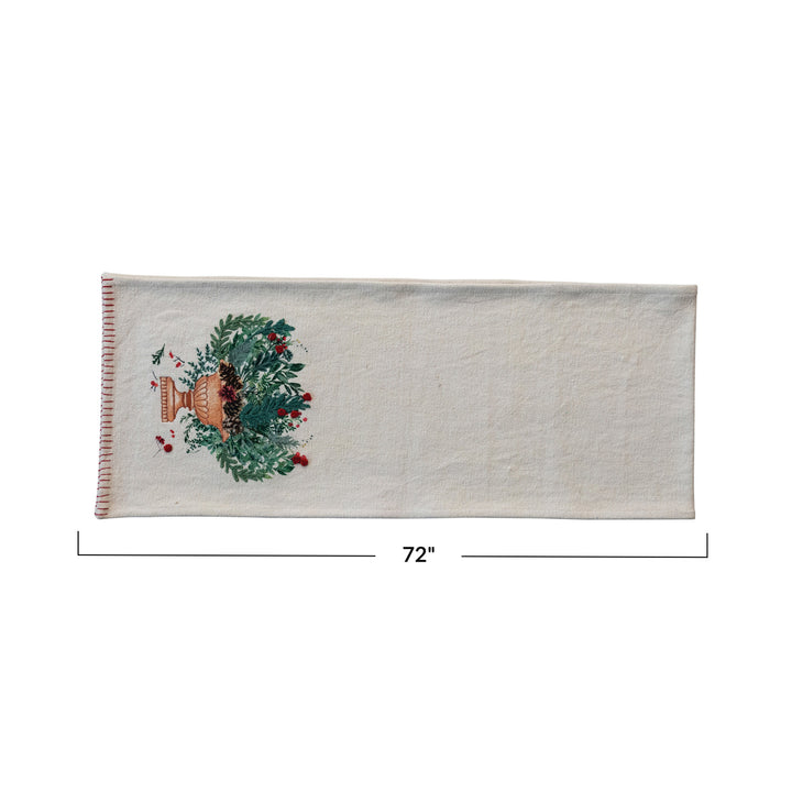 72" Floral Urn Canvas Printed Runner