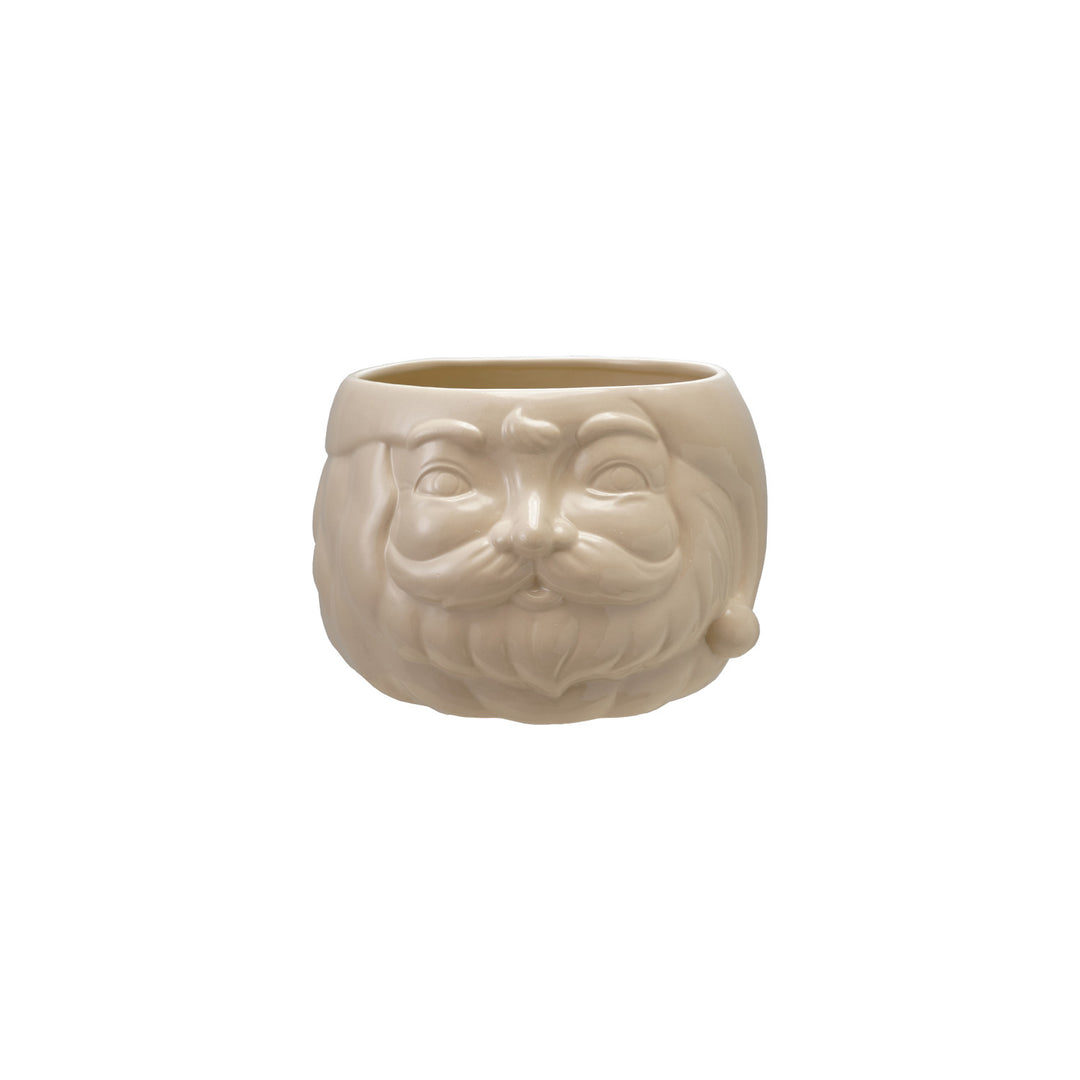 Stoneware Santa Head Bottle Cooler - Container, White